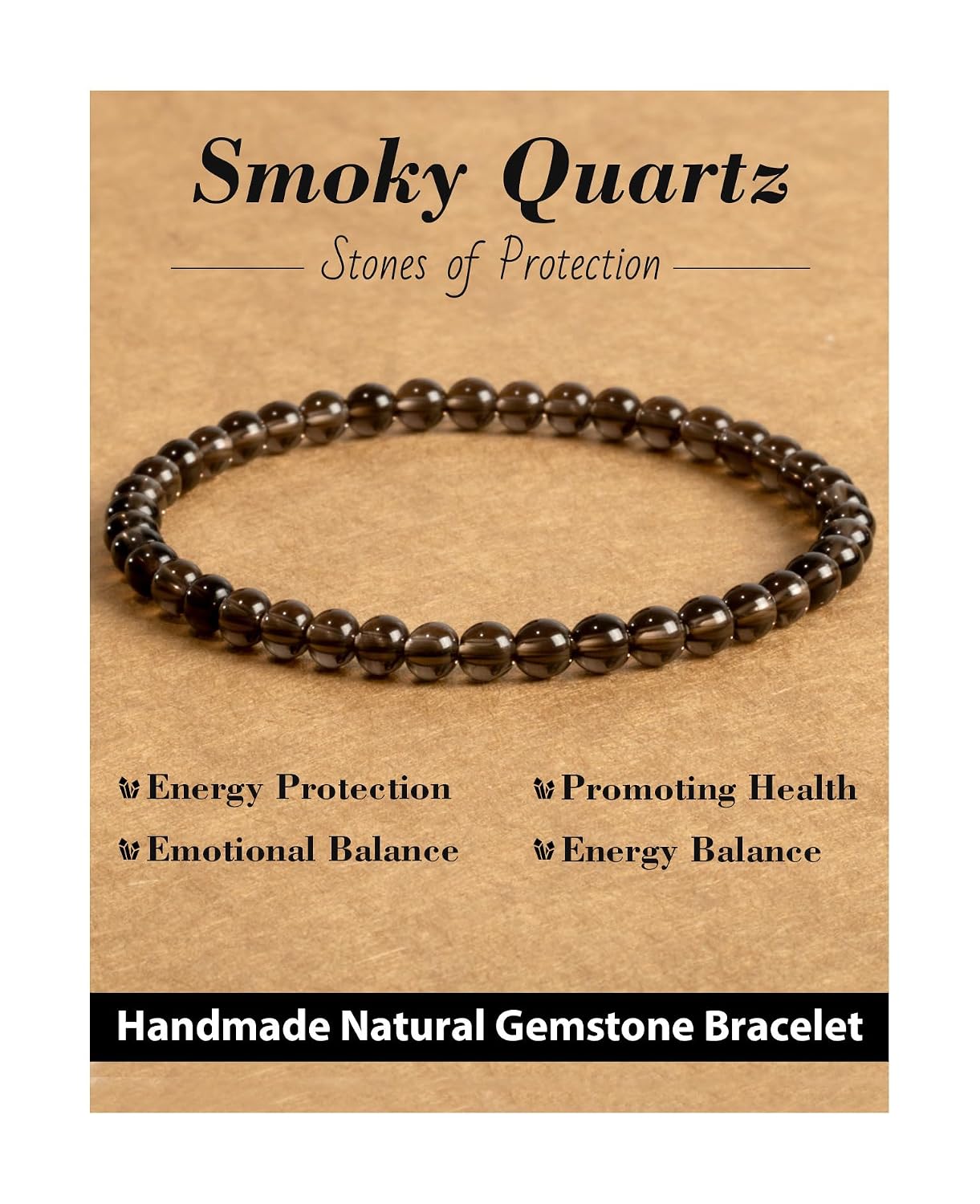 Natural Stone Beaded Bracelets for Men Women, Healing Crystal Energy Protection Bracelet with Gift Card, Christmas Birthday Valentines Jewelry Gifts, 4mm 6mm 8mm