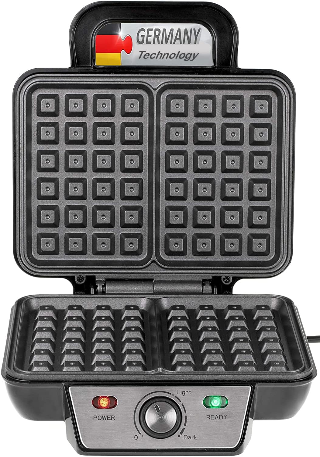Germany technology Waffle Maker 1600 Watt capacity of 2 Large pieces (Camry Premium) Non Stick Tefalon plate & Adjustable Temperature Control