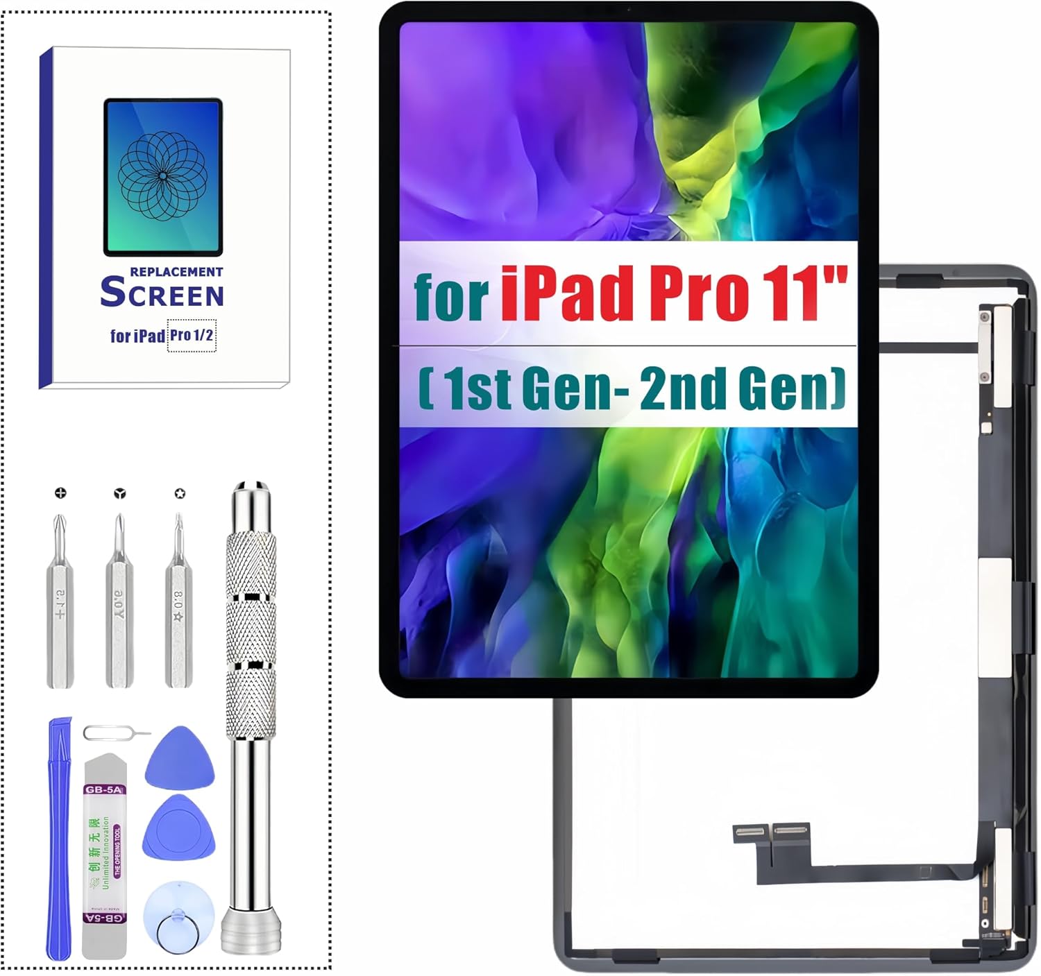 ZTR for iPad Pro 11 1st Gen (2018) 2nd Gen (2020) Screen Replacement Assembly LCD Display Touch Digitizer Premium Repair Kit with Tools (11 inch, A1980 A2013 A1934 A1979 A2068 A2230 A2228 A2231)
