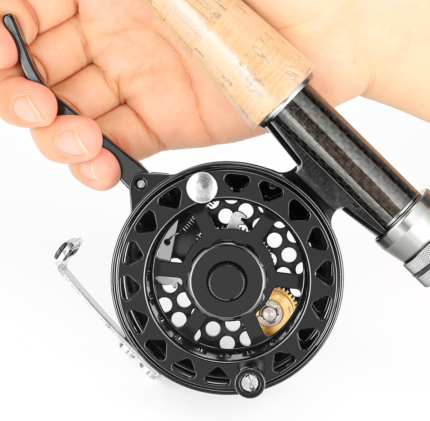 Semi-Automatic Fly Reel with Adjustable Drag Quick Spool Removal Made of CNC Machined Aluminum for Freshwater Lake River Trout Fly Fishing
