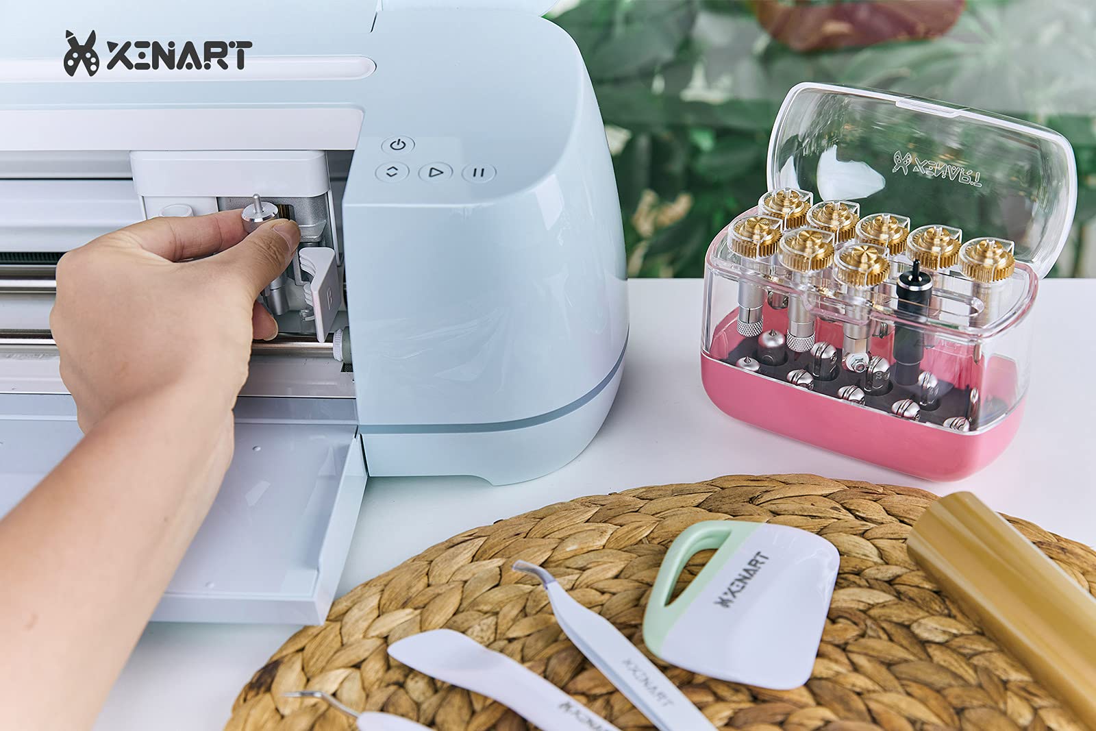 XINART Organizador para cuchillas Cricut Maker, estuche de almacenamiento para herramientas Cricut (rosa)