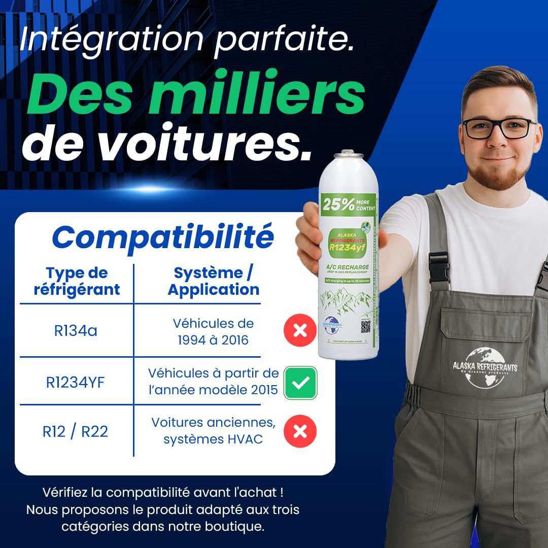 4 x Alaska Refrigerants R1234yf - Refrigerantes de repuesto para vehículos (spray limpiador de aire acondicionado)