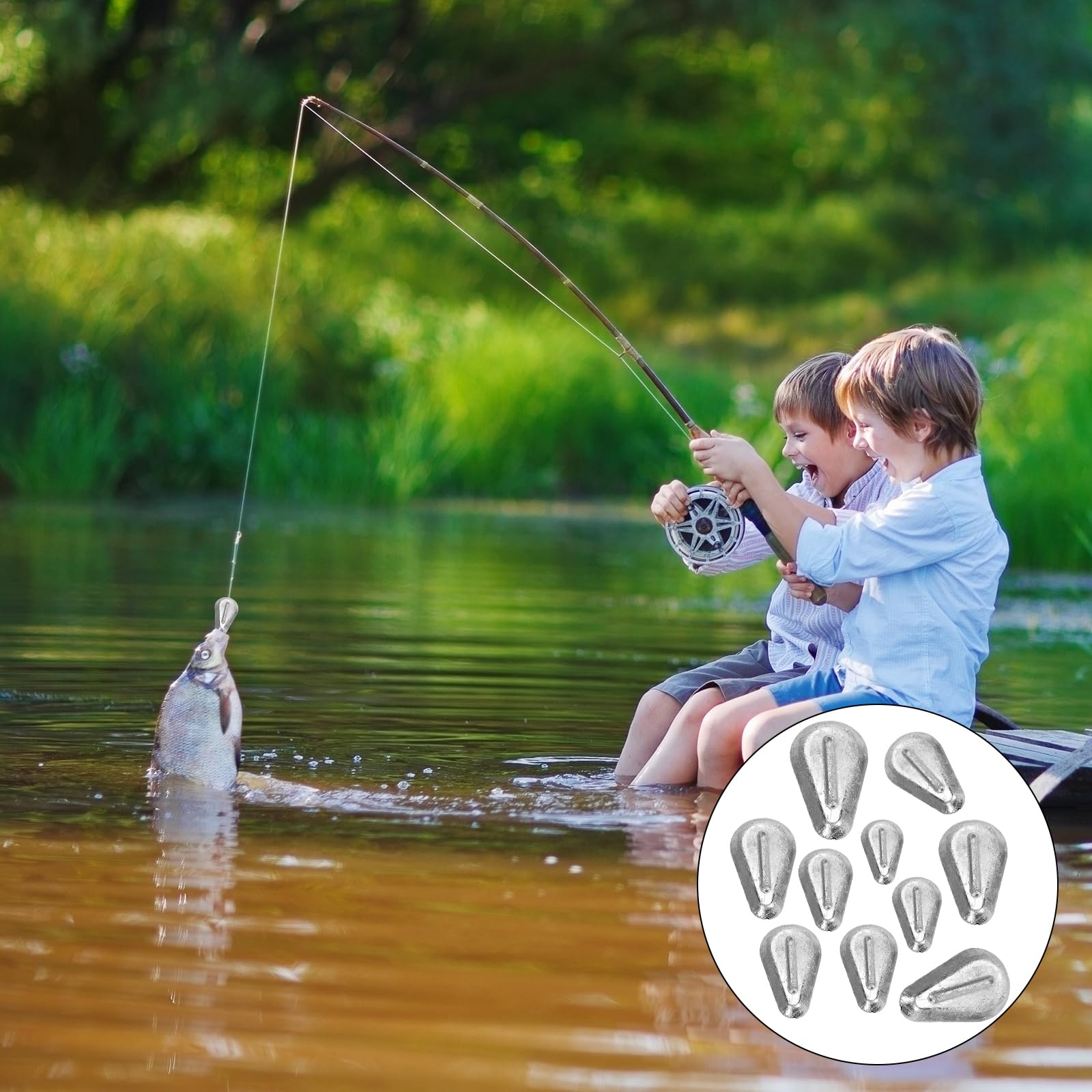 Kit De 20 Plombs De Pêche – 4 Tailles : 10g, 20g, 30g, 40g – En Plomb Non Toxique – Pour Mer Et Eau Douce