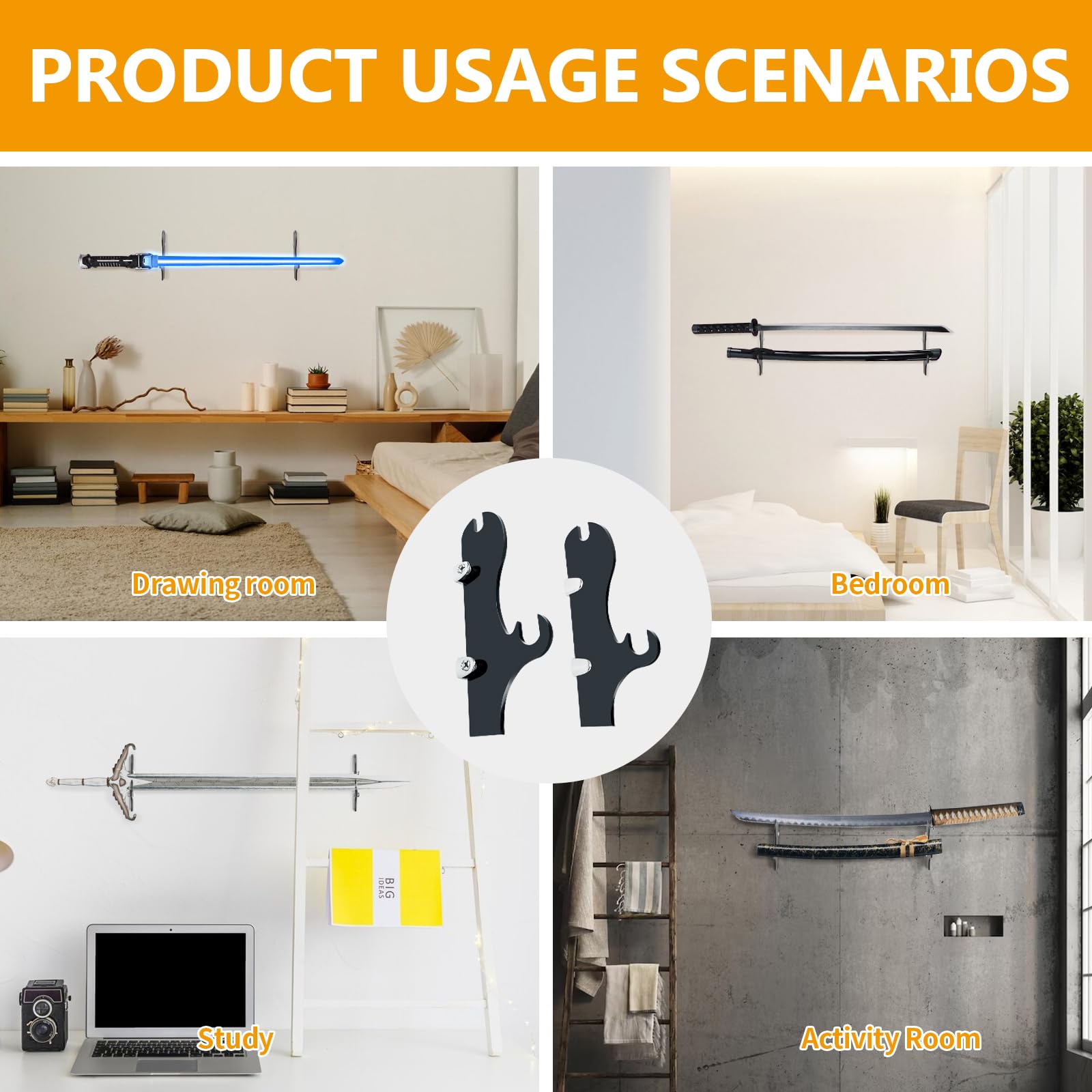 Porta Katana da Muro, Porta Katana, Spade Laser Porta Katana Supporto Muro, Acrilico Supporti Espositore Supporto per Spada Samurai Sword Wakizashi Weapon Rack