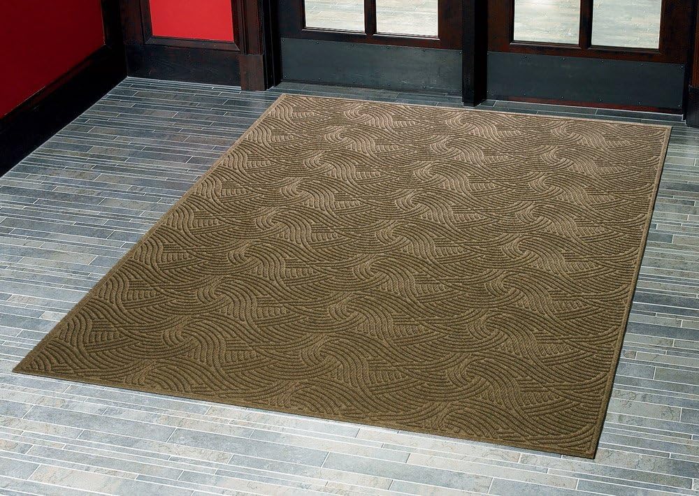 Consolidated Plastics Aquasorb Swirl Indoor/Covered Outdoor Heavy-Duty Entrance Floor Mat, Khaki, 35" Width x 58" Length
