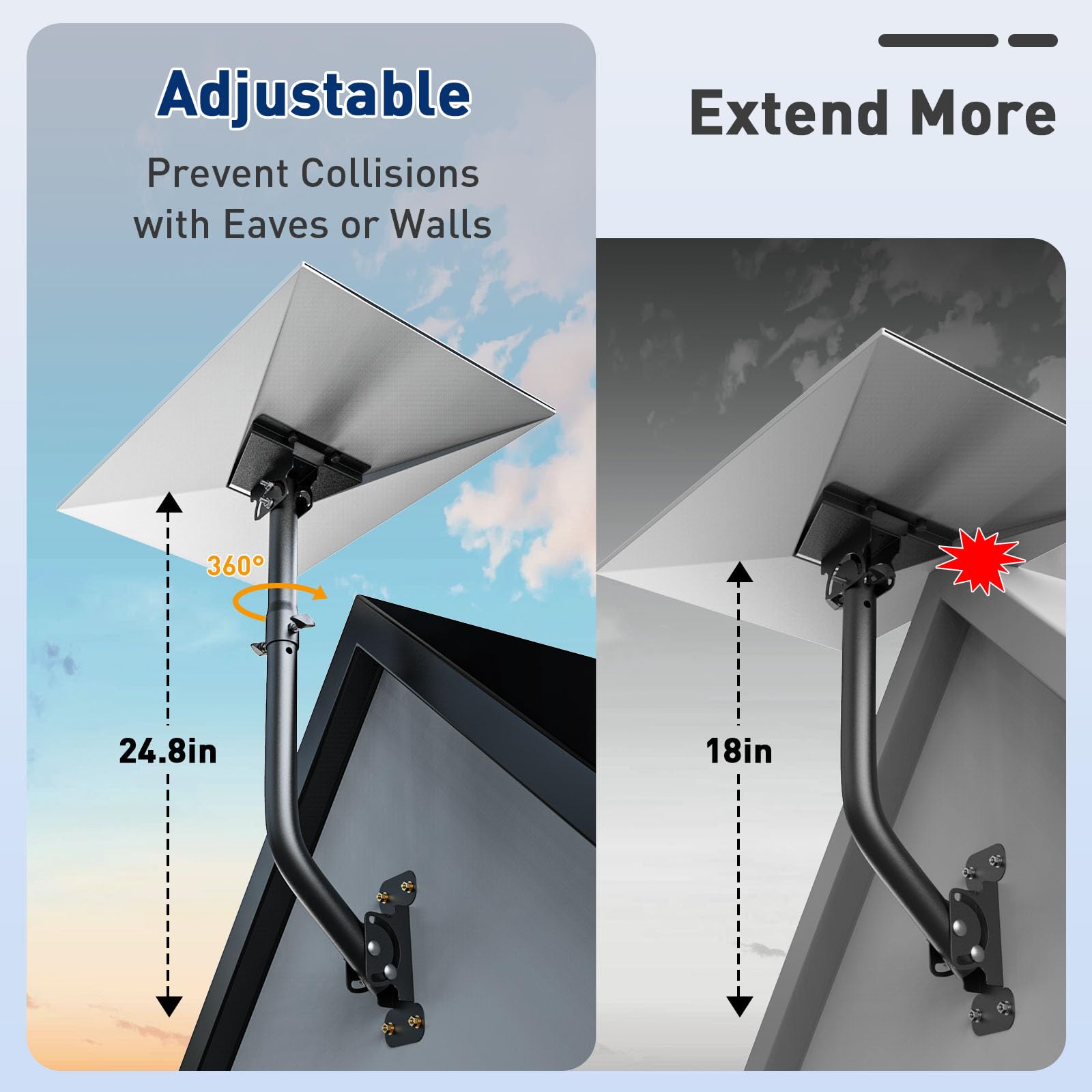 Starlink Gen 3 Mount 360°, Allongement Réglable Starlink kit de Montage Compatible avec Parabole Standard V3 Starlink, Support Mural/Support de Toit pour kit Internet Starlink Satellite