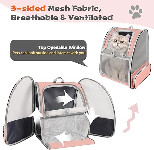 Miniatura 3 de Mochila transportadora para gatos, aprobada por aerolíneas para perros pequeños, gatos, cachorros, gatitos, conejos, diseño de malla ventilada,
