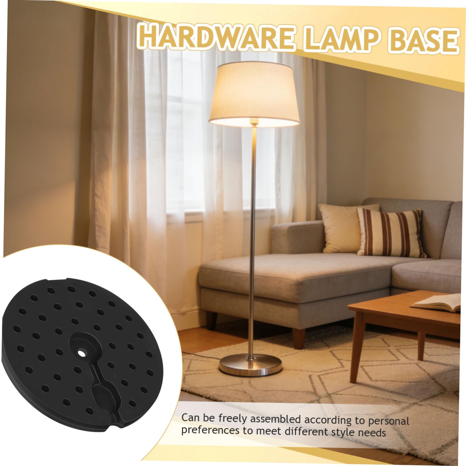 Base Lestée Noire en Plastique pour Lampe, Trou M10, 1 Pièce