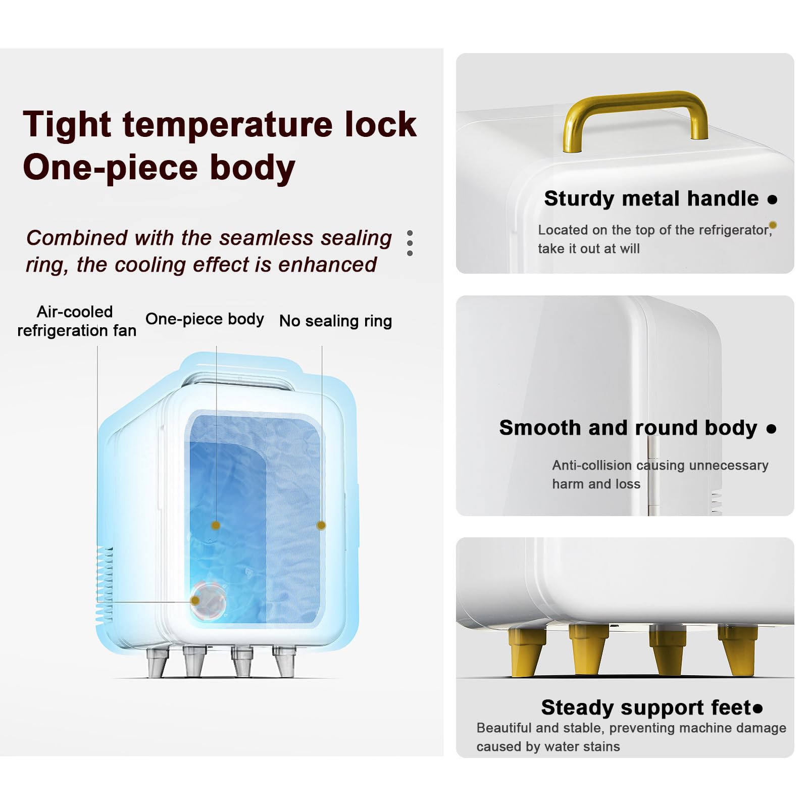 Frigorifero portatile per la cura della pelle, 8 l, per camera da letto, auto, ufficio, alimentazione CA e CC, piccolo frigorifero per alimenti, bevande, cosmetici