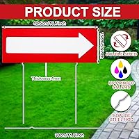 Vista 2 de 12 letreros de plástico corrugado rojo de 17 x 6 pulgadas con estacas direccionales de doble cara con estacas de metal resistentes de 12 pulgadas