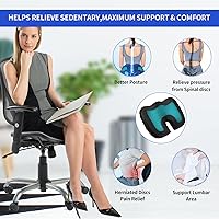 Vista 6 de Cojín de asiento mejorado de gel – Almohada de espuma viscoelástica para silla con gel refrescante para ciática, alivio del dolor de espalda y coxis