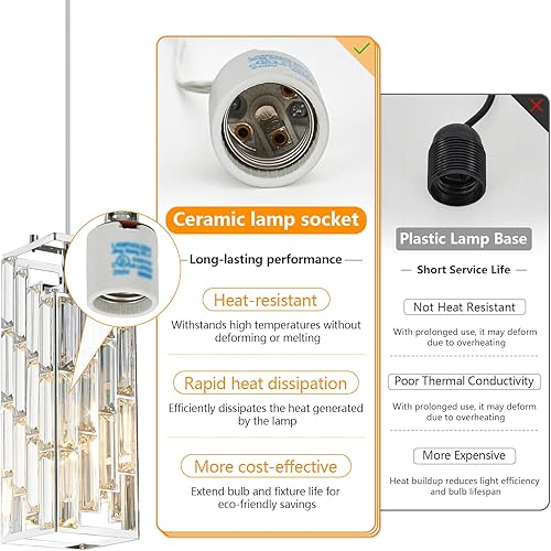 Miniatura 6 de Iluminación colgante cromada, lámpara colgante moderna, mini candelabros de cristal, lámpara colgante ajustable para cocina, isla, comedor,