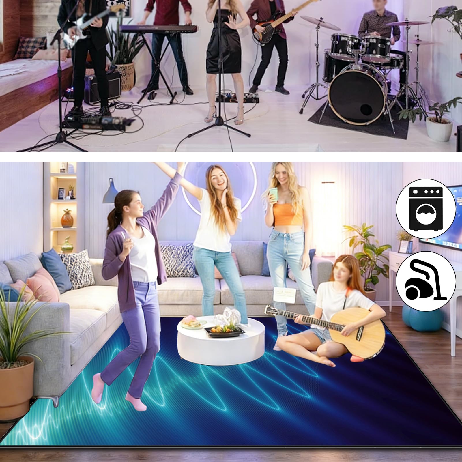 230 x 200 cm Tappeto Batteria Elettronica, Tappeto a Tamburo Insonorizzato, Tappeto Professionale per Batteria e Strumenti a Percussione, Tappeti Antiscivolo Batteria per Tamburo Rullante Acustica