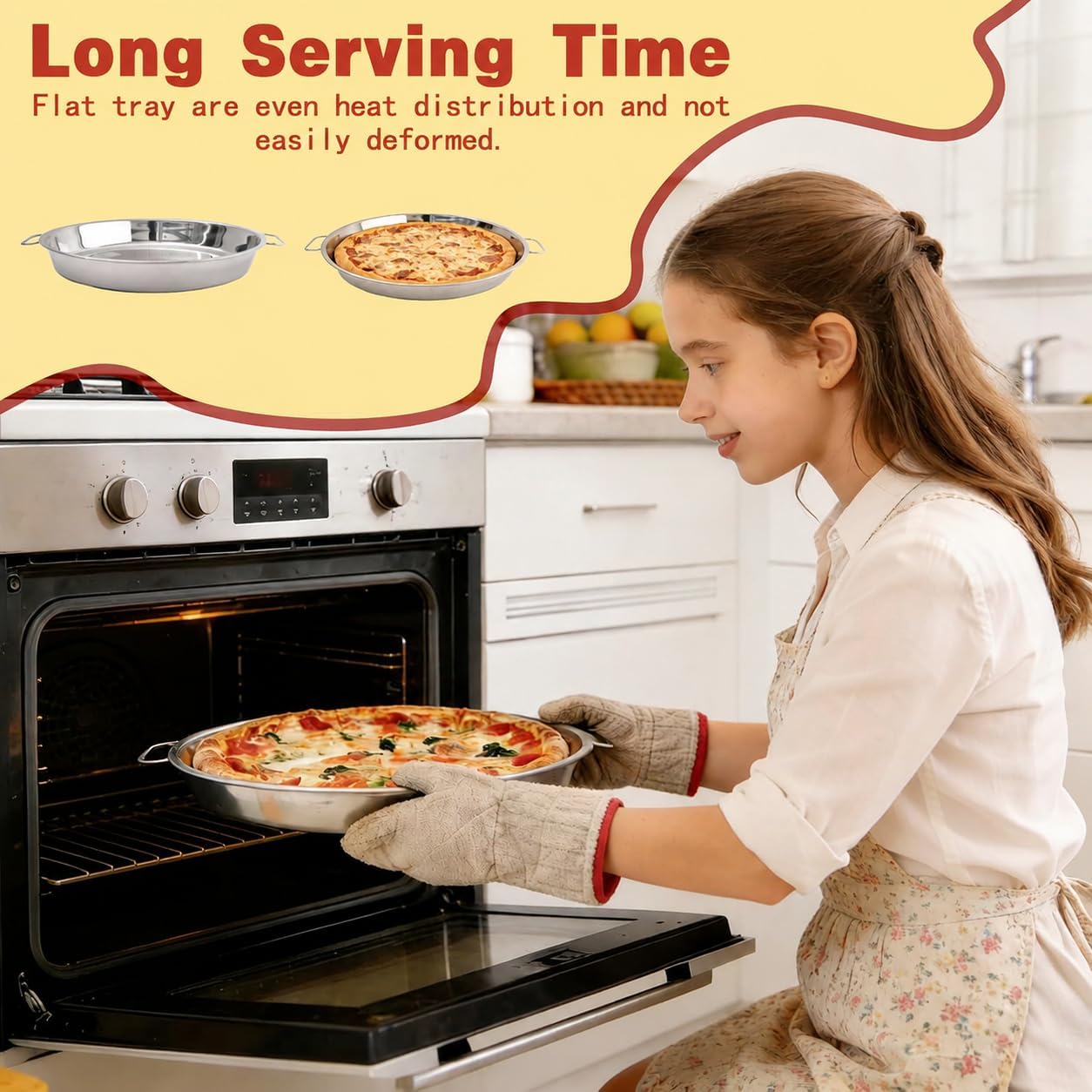 6 Pack Stainless Steel Deep Dish Pizza Pan Set, 11 Inch Large Pizza Baking Tray, Non-Stick Round Pizza Tin for Oven, 1.56" Deep Edge for Cake Pie Cookie, Heavy Duty & Dishwasher Safe