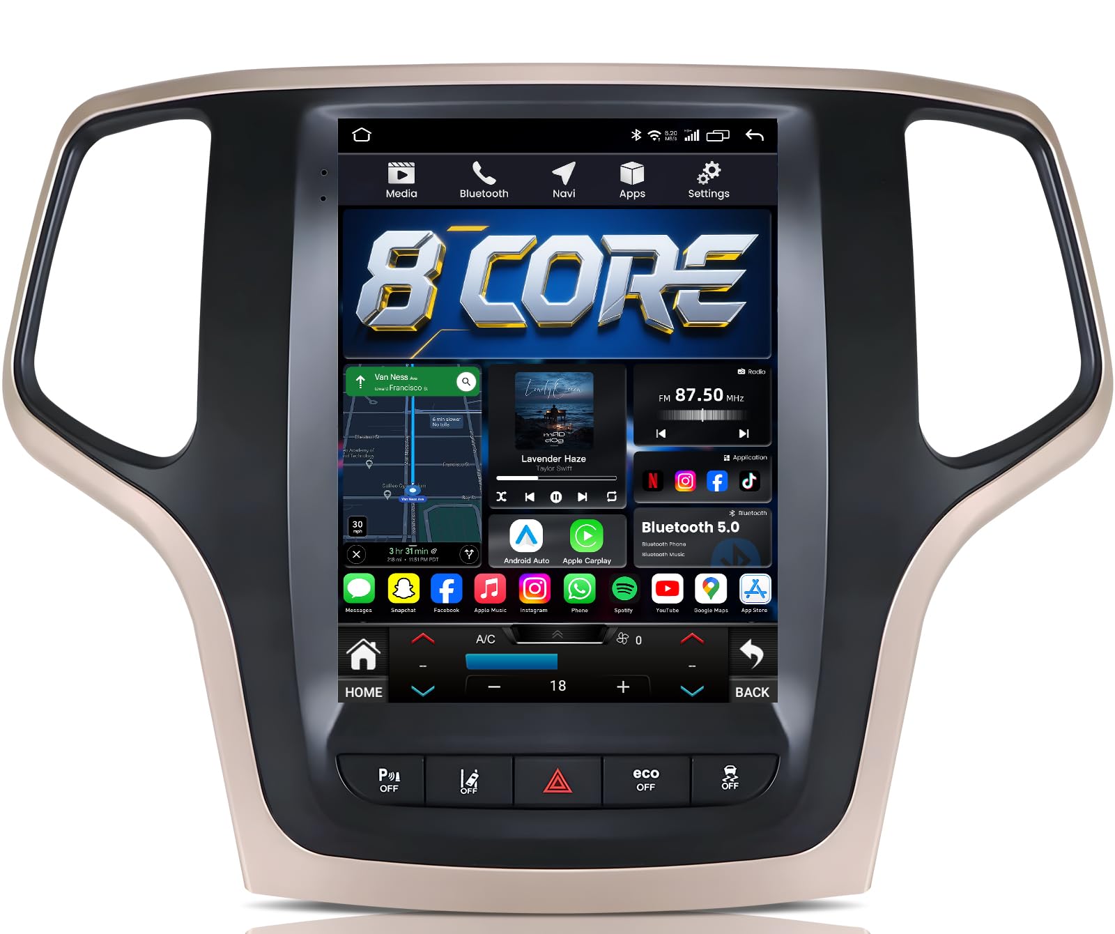 [8Core+32G] Android 13 Car Radio for Jeep Grand Cherokee 2014-2017 - 5GWiFi Stereo with Carplay Android Auto, 9.7" HD Touch Screen Bluetooth5.0 FM 36EQ GPS 1080PBackup Camera