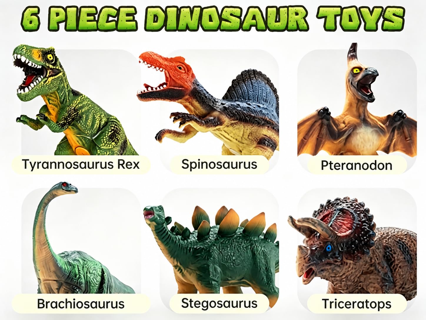 Jumbo Dinosaur Toys for Kids - 6 Realistic Figures -6 Jumbo Dinosaur Toys for Kids - 6 Realistic Figures -6