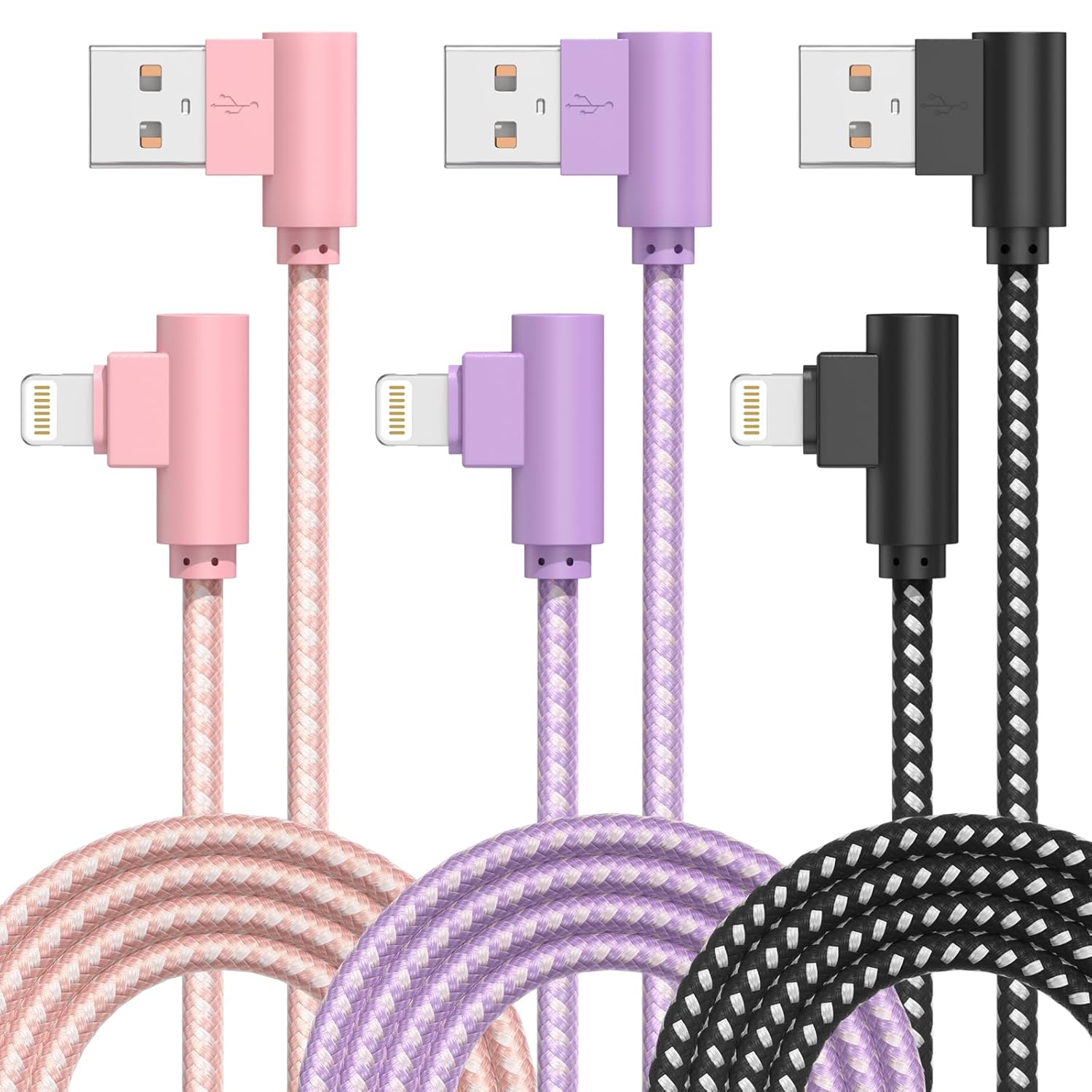 Lieyichan iPhone Charger, 3 Pack USB A to Lightning Cable MFi Certified Charger Cord Nylon Braided Compatible with iPhone 14/13/12/11 Pro Max/XS/XR/X/8/7/iPad (6 Feet)