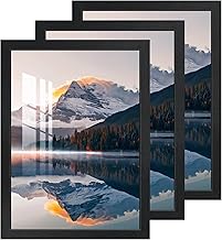 2 cm 3 x A4 HD Acrylic Glass Photo Frames, Black Frame 21 x 29.7 cm, Wall Picture Frame, Display Horizontal or Vertical Photos Frames for Photos, Pictures, Pictures, Posters, Puzzle, Diplomas