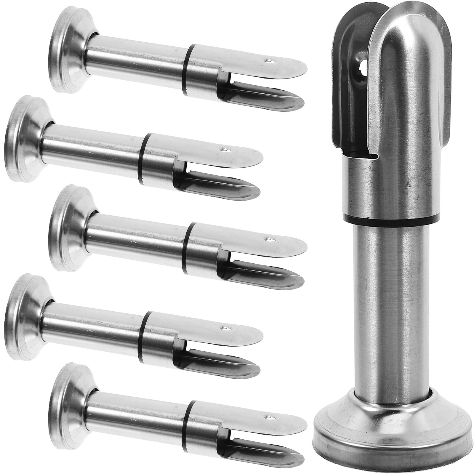 Support de Cloison de Toilettes Publiques en Acier Inoxydable Argenté, Stable et Facile à Entretenir, Lot de 6 Pièces Adapté pour Cloisons de 12-18 Mm