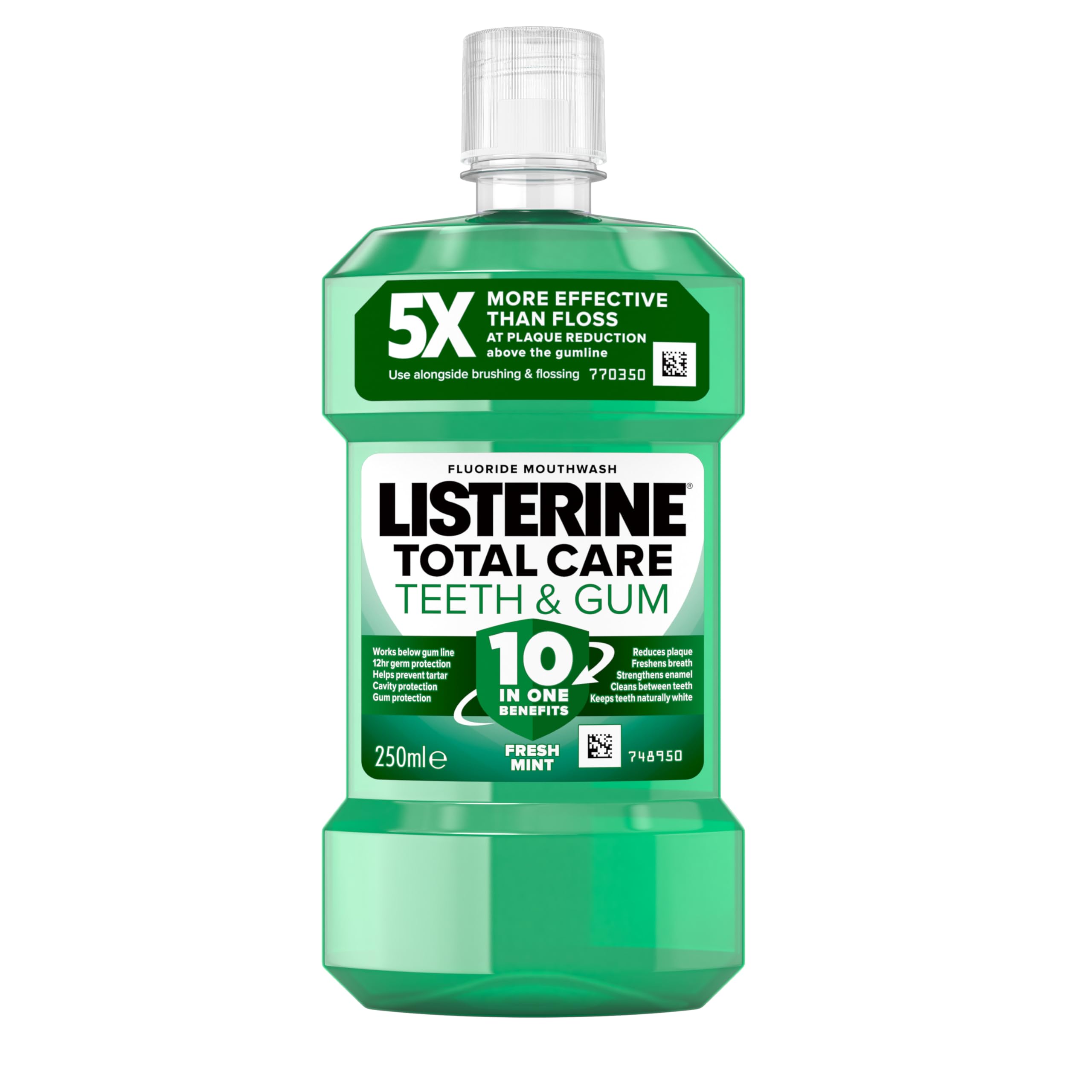 Listerine Total Care Teeth and Gum Mouthwash (250ml), 10-in-1 Benefit for Total Oral Care, Mouthwash to Maintain a Clean and Healthy Mouth