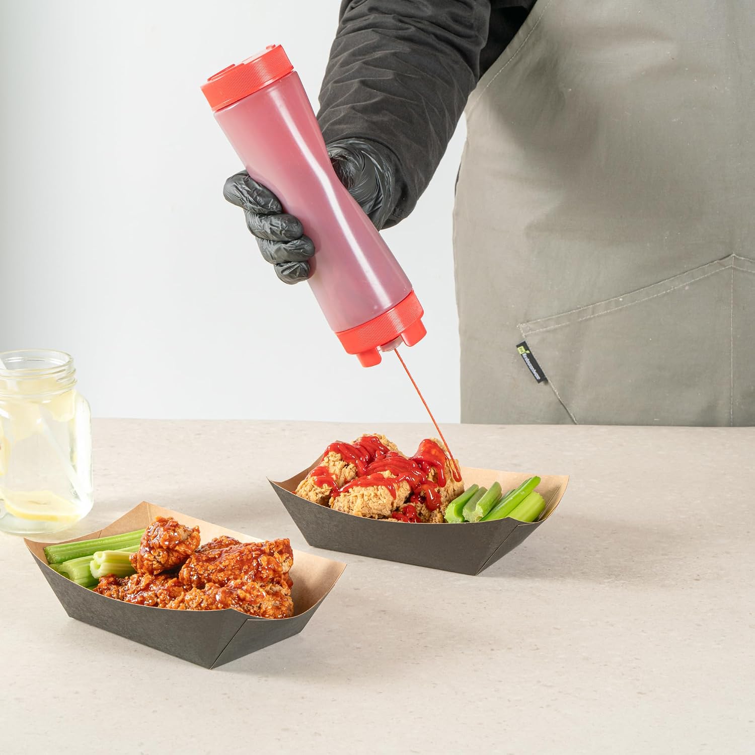 Restaurantware 24 oz Red Plastic First Out Squeeze Bottle