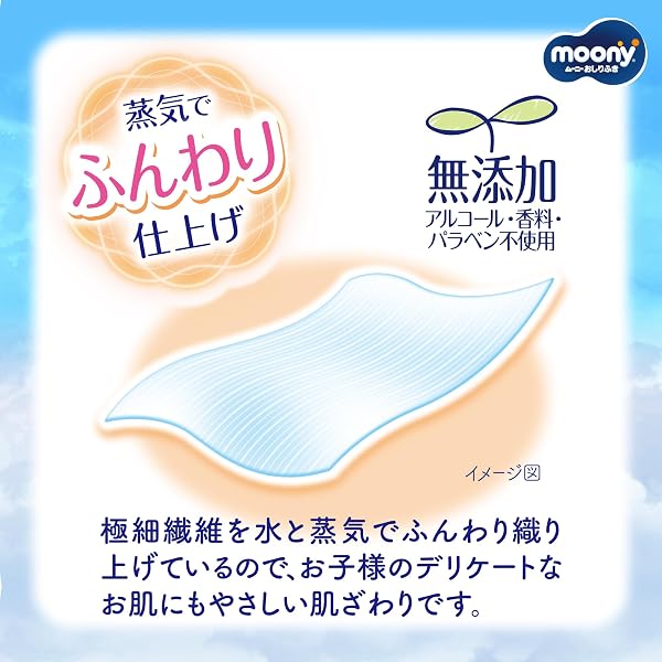 [Amazon.co.jp Exclusive] [Baby Wipes] Moony Baby Wipes Flushable Refill 1728 sheets (54 sheets × 32 packs) Additive-free (No alcohol, fragrance, paraben) Made in Japan [Case product] - 3
