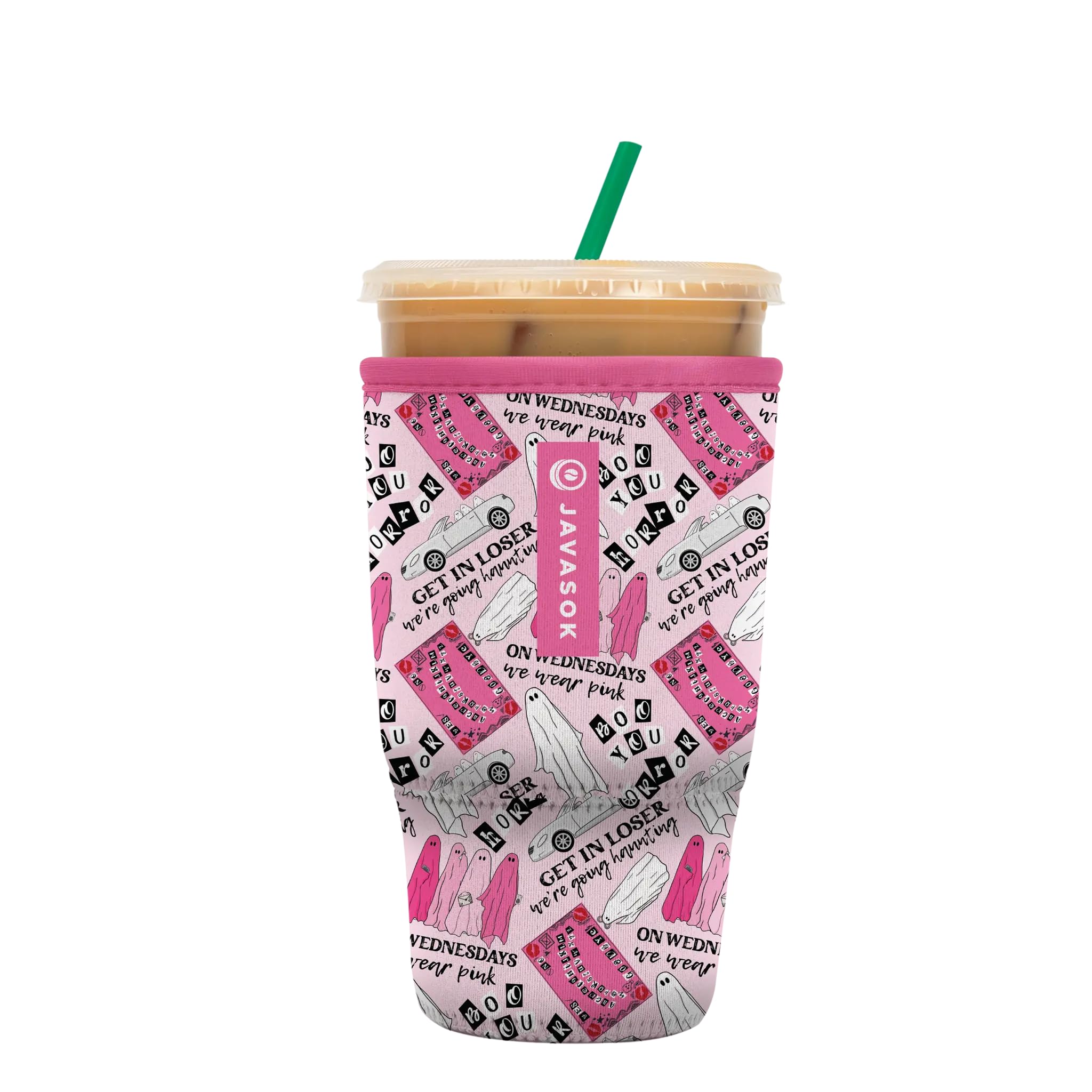 Sok It JavaSok Iced Coffee &amp; Cold Soda Insulated Neoprene Cup Sleeve (She Doesn't Even Ghost Here, Large: 30-32oz)