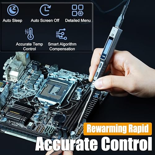 Vista 4 de Kit de estación de soldador TS101 original actualizado de TS100 DC 65W PD 45W Power Programable Smart Mini Electric Portable Soldering Pen con punta