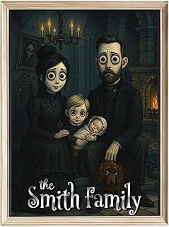 Custom Gothic Family Portrait from Photo Personalized Poster – Haunted M...