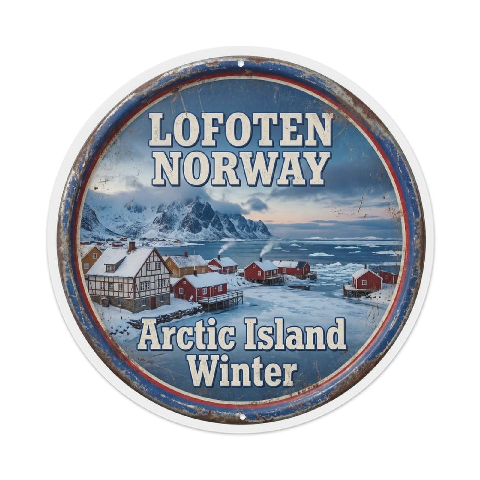 Vintage Travel Lofoten Norway Winter Metal Tin Sign