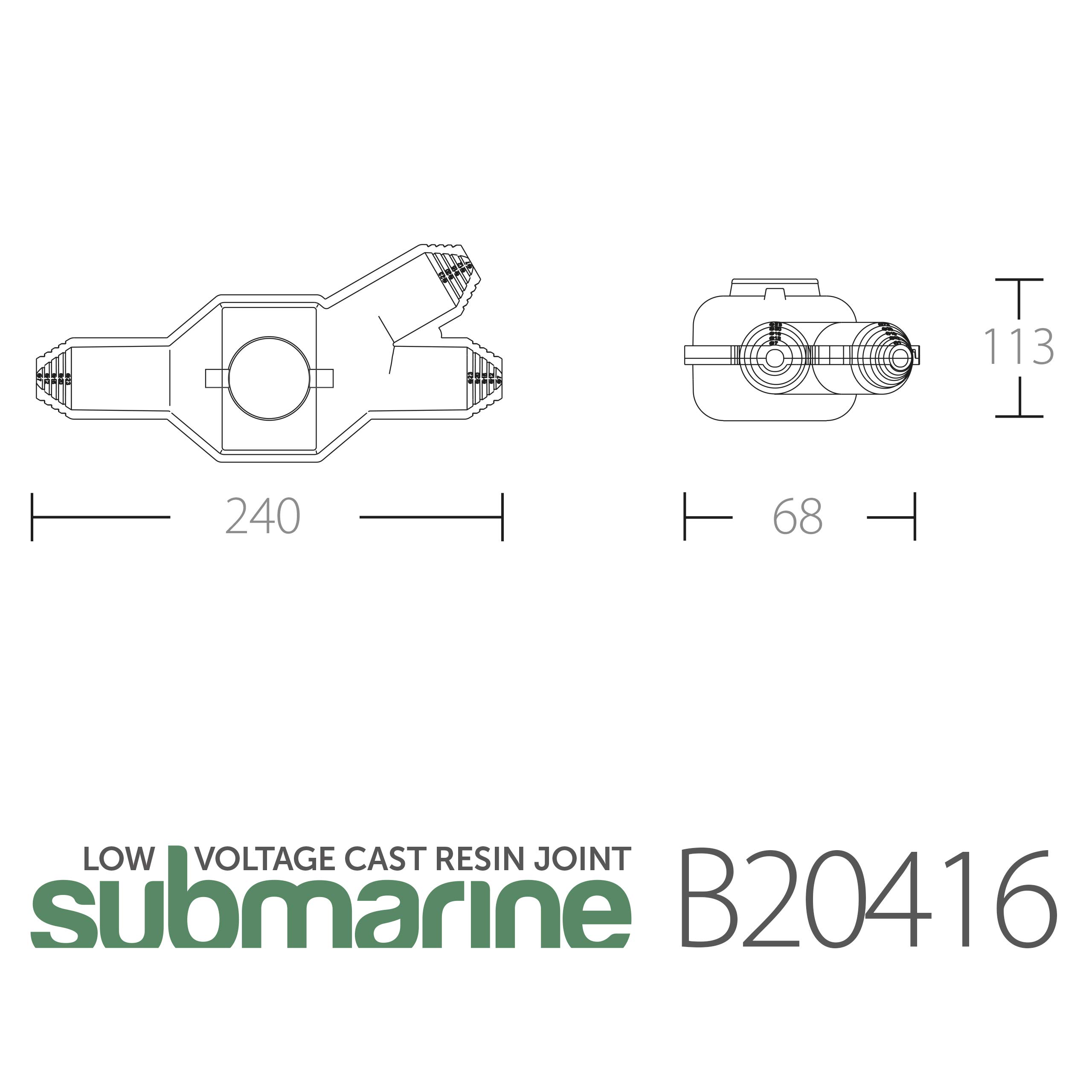 Kit Submarine Giunto Derivazione Y, In resina allo stato solido, 5 Poli Max, Diametro cavi (min-max) 12 27 mm - ETELEC B20416