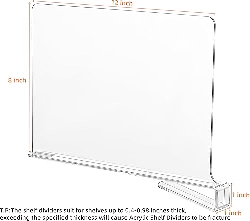 Vista 13 de CY craft - Divisores de estantes acrílicos para armarios, separadores transparentes de estantes de madera, organizadores de ropa, perfectos
