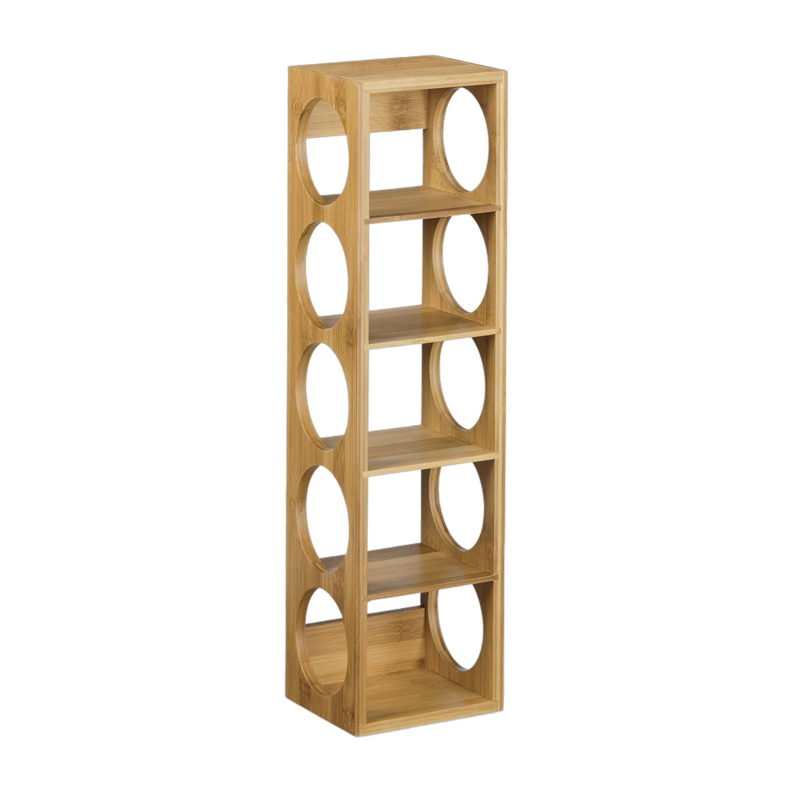 Relaxdays Cantinetta in Bambù, Scaffale Portabottiglie in Bambù Scaffale 5 Bottiglie di Vino, 53 x 14 x 12 cm, Naturale