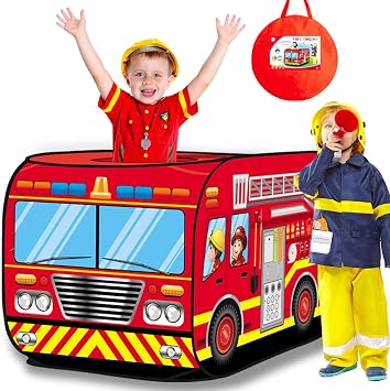JONEG Toys for Boys Girls 3 4 5 6 7 8 Year Old Pop Up Tents for Kids Play Tent Truck Playhouse, Toys for Age 3+ Year Old Toddlers Birthday Presents, Indoor Outdoor Christmas Portable Gamehouse Red
