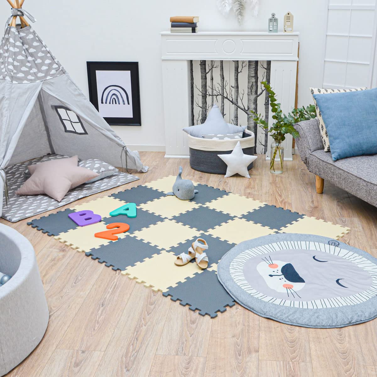 LittleTom 18 Piezas Alfombra Bebé Desde el Primer Mes - 30x30 Colchoneta de Espuma EVA Acolchada - Superficie Puzzle Antideslizante para Niños Pequeños - Suelo Protector para la Habitación Infantil