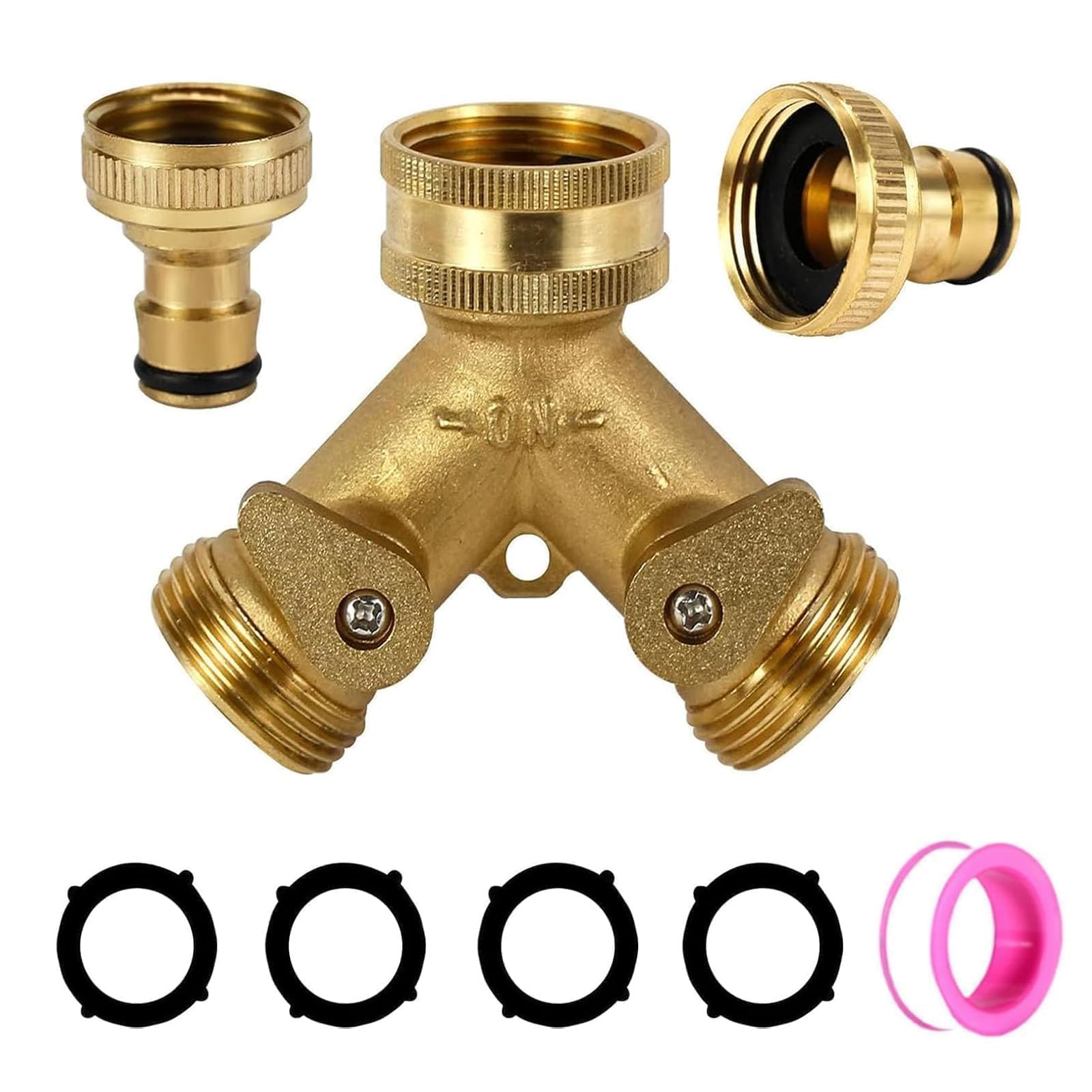 Nooynoeo No Garden Hose Pipe Splitter, Tap Splitter 2 Way, Double Hose Connector, With 2 Quick Connectors, For Outdoor Taps, Lawn, Courtyard & Car Washing