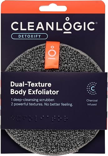 Cleanlogic Detox Purifying Charcoal Dual-Texture Exfoliating Body Scrubber (Pack of 3) 1 Count