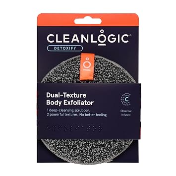 Cleanlogic Detox Purifying Charcoal Dual-Texture Exfoliating Body Scrubber Pack of 3 1 Count