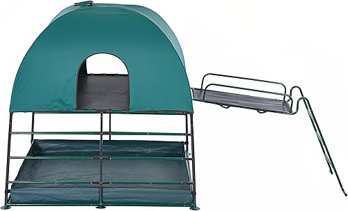 JumpKing Guarida de escalada y accesorio de puente estructura de juego de dos niveles con base de pozo y puente de escalera inclinado para un juego