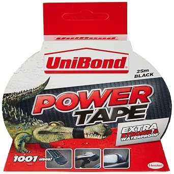 Unibond 1668019 شريط طاقة قوي للغاية/مقاوم لدرجة الحرارة ومقاوم للماء/شريط لاصق باللون الأسود/25 م