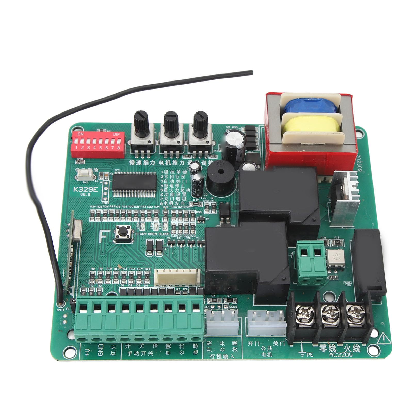 BROLEO Control Board for AC Sliding Gate Opener, Main Electronic Control Board for Sliding Gate Motor and Accessories, Replacement Gate Operator Logic Board with LED Indicators (220V)