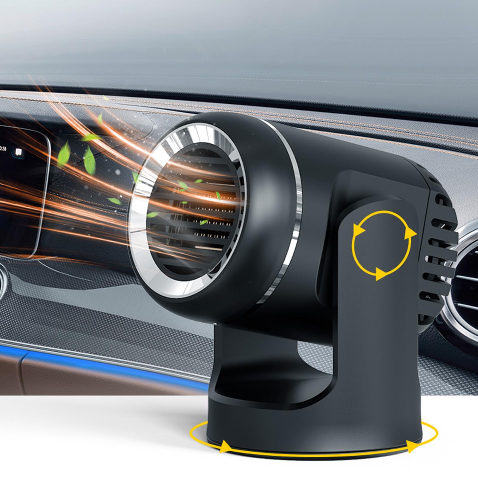 Funmo 120W Auto Lüfter Heizung, 12V Heizlüfter,2 in 1 Tragbar Auto Heizung, Demister mit Gleitschutzmatte, Defroster Tragbare für Auto, Schnelle Erwärmung