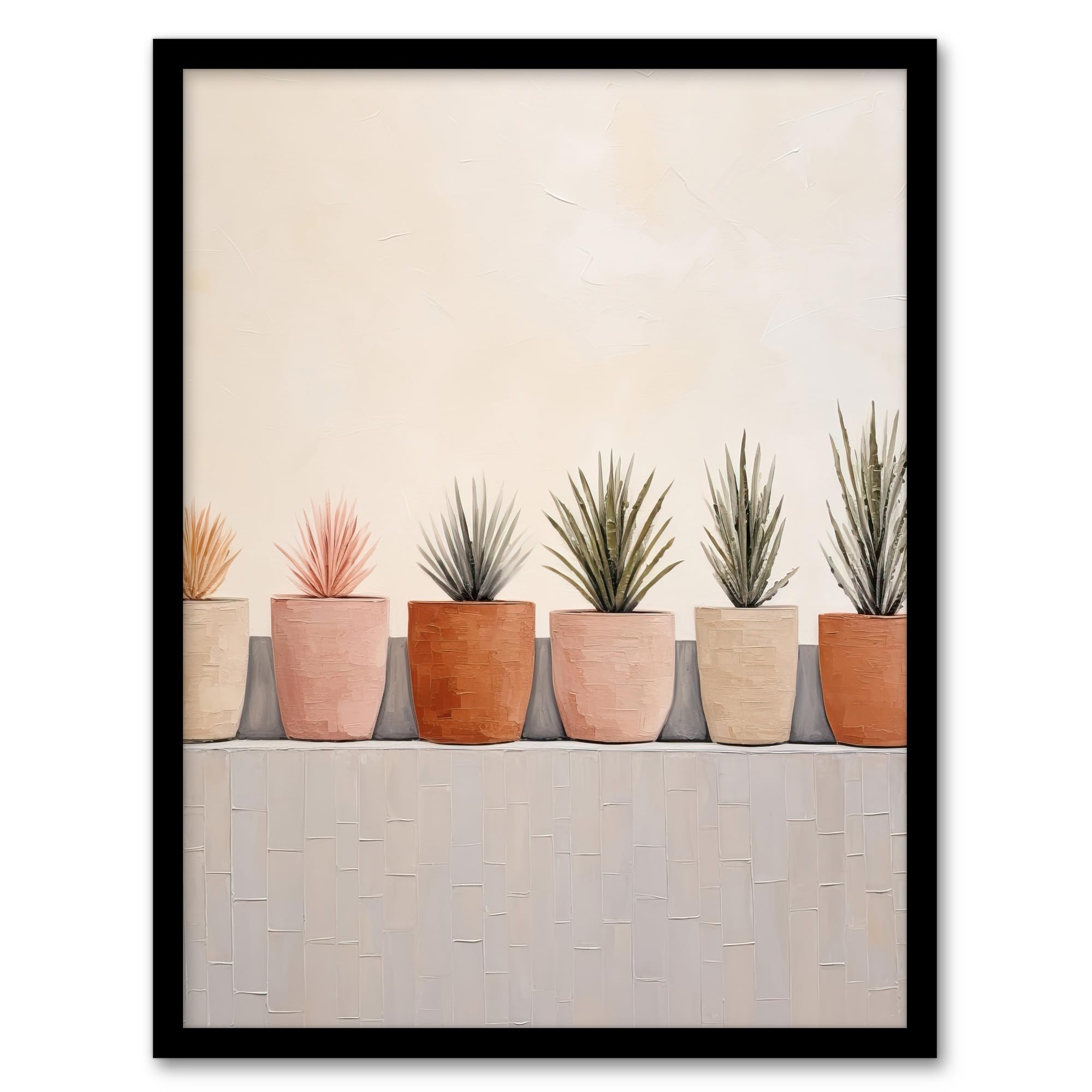 Wee Blue Coo Growing Plants Neutral House Plants Calm Artwork Framed Wall Art Print 18X24 Inch