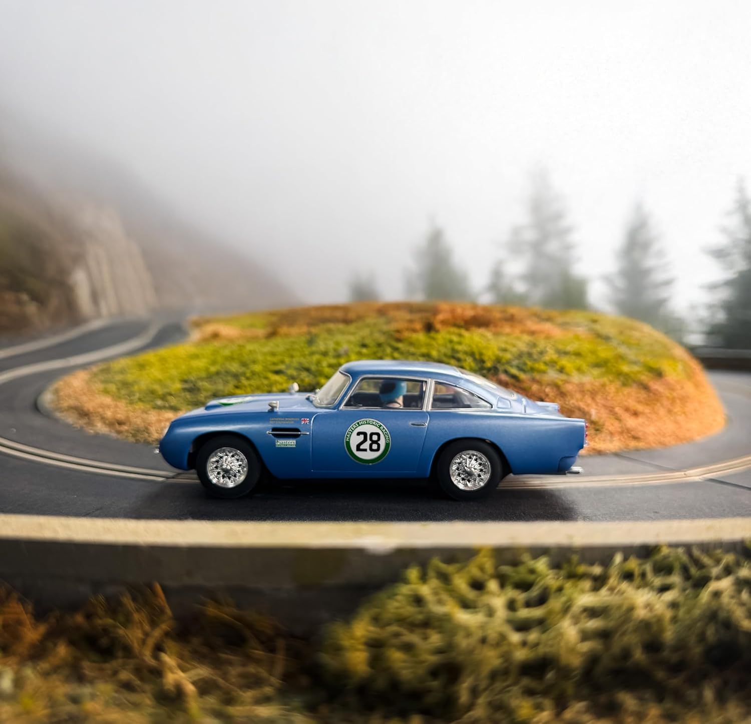Scalextric C4599 Aston Martin DB5 - Blue & Yellow - Historic GT Racing, Toy Slot Car for use with Race Tracks and Set - Gift Ideas for Kids and Adults, Scalextric Accessories