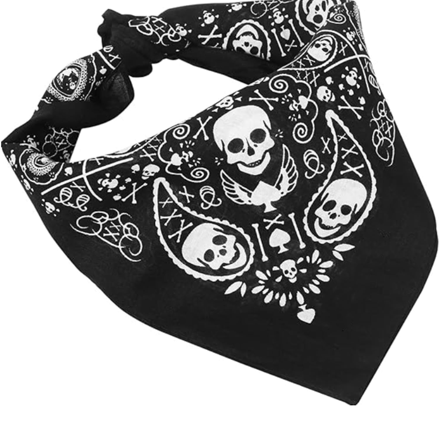 Pañuelo Bandana Mujer Hombre Negro Doble Faz Calavera Halloween