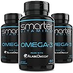 (3 Pack) Smarter Omega 3 Fish Oil, Berry Flavor, Burpless, Tasteless, 2000mg, DHA EPA Triple Strength Brain, Made with AlaskOmega