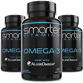 (3 Pack) Smarter Omega 3 Fish Oil, Berry Flavor, Burpless, Tasteless, 2000mg, DHA EPA Triple Strength Brain, Made with AlaskOmega