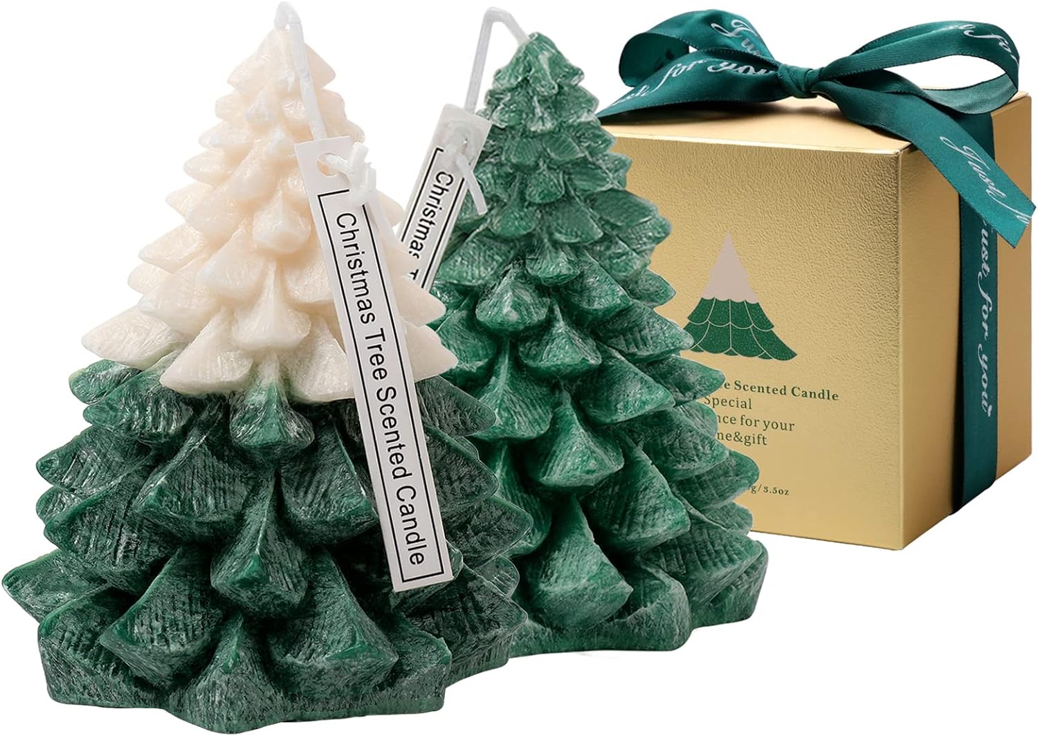 2 Pack Christmas Scented Candles Gift Set, Christmas Tree Shaped Aromatherapy Candle, Novelty Candles Soy Wax Candle for Housewarming Christmas Gift Party Decoration