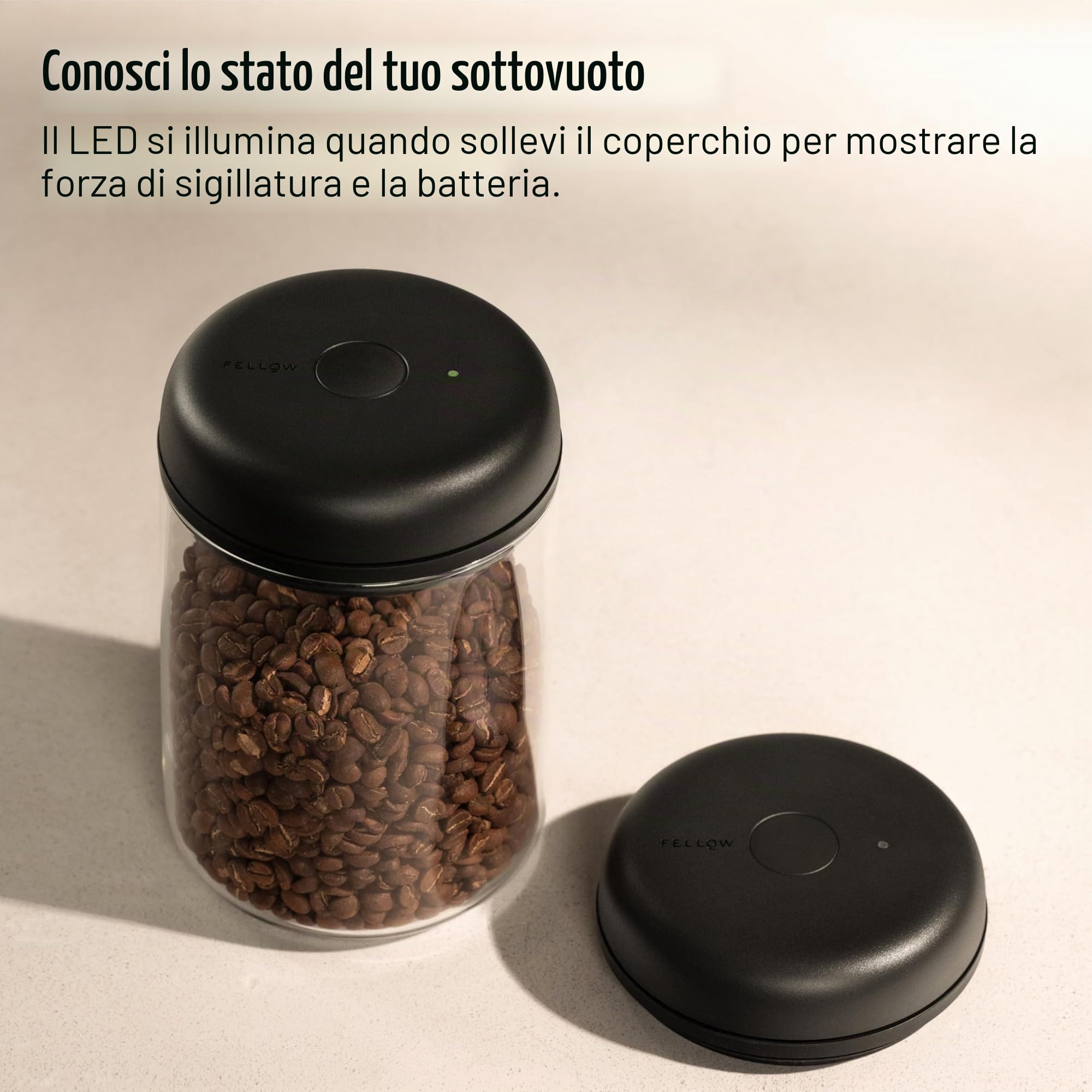 Fellow Atmos - Contenitore sottovuoto elettrico e contenitore, contenitori ermetici per caffè e alimenti, 0,7 litri, nero opaco