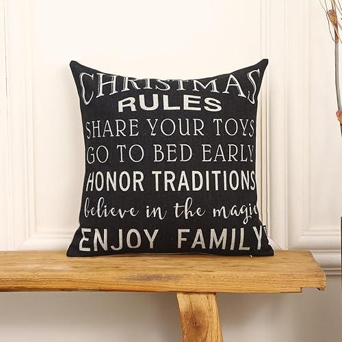 Miniatura 2 de TRENDIN Funda de almohada de Navidad de 18 x 18 pulgadas para sofá, decoración de Navidad, funda de cojín cuadrada de lino, decoración del hogar,